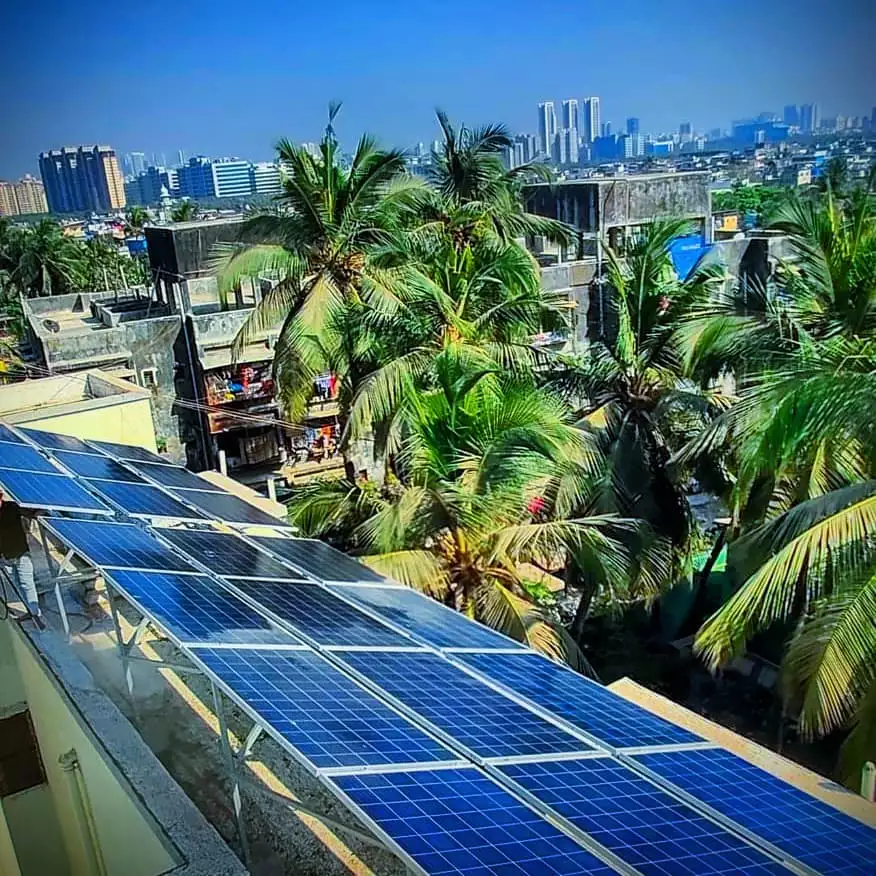 solar panels on housing society terrace, Mumbai